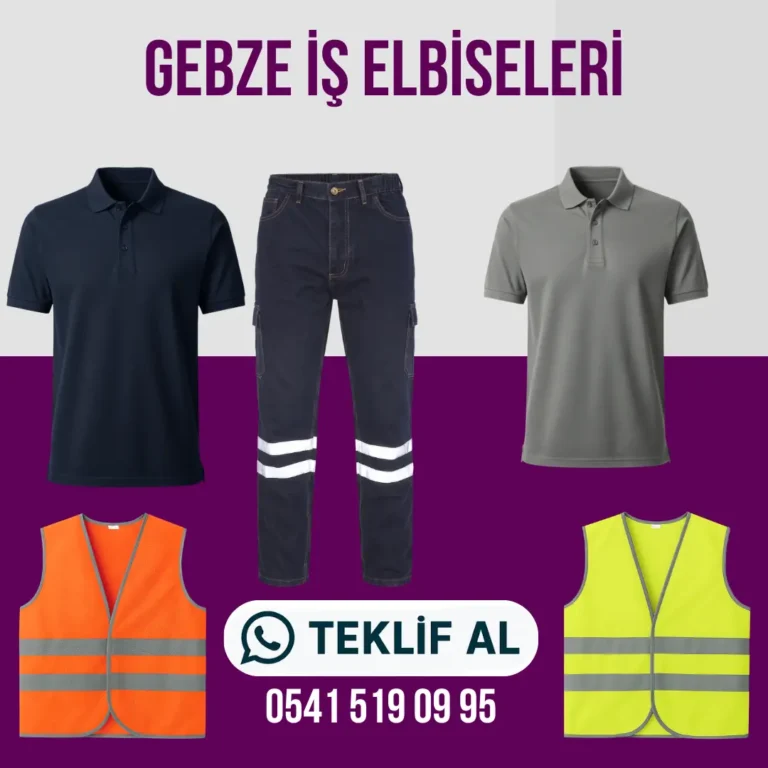 GOSB ve Gebze çevresindeki sanayi bölgeleri için yüksek kaliteli Gebze iş elbiseleri, logolu ikaz yeleği ve iş ayakkabısı çözümleri. İpekçe Baskı farkıyla hızlı teslimat!