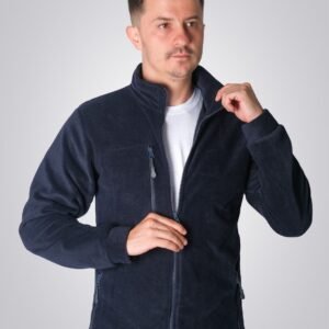 Lacivert polar ceket – logo baskılı toptan polar