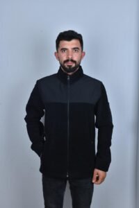 Softshell Polar Ceket Siyah Gri Toptan toptan logolu baskı