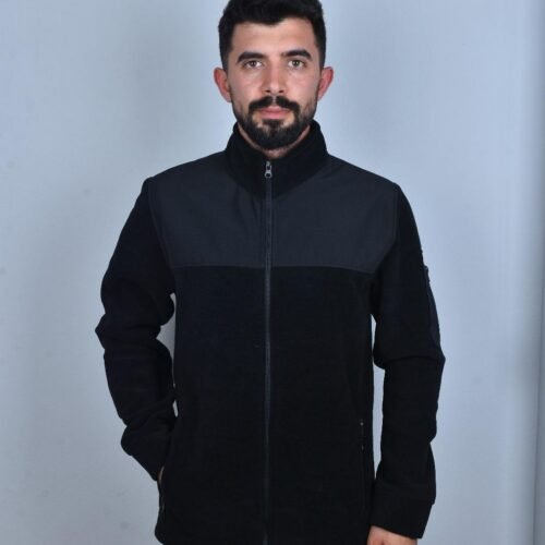 Siyah gri softshell polar ceket Siyah gri softshell polar ceket – logo baskılı toptan polar