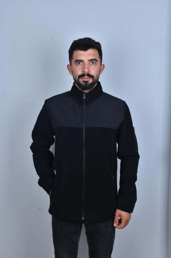 Siyah gri softshell polar ceket Siyah gri softshell polar ceket – logo baskılı toptan polar